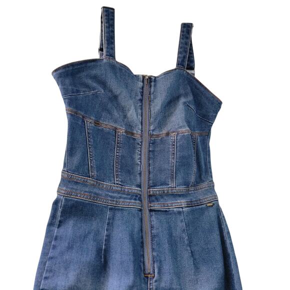 GUESS Denim Fitted Jumpsuit Blue Wash Small Western country - Picture 2 of 10